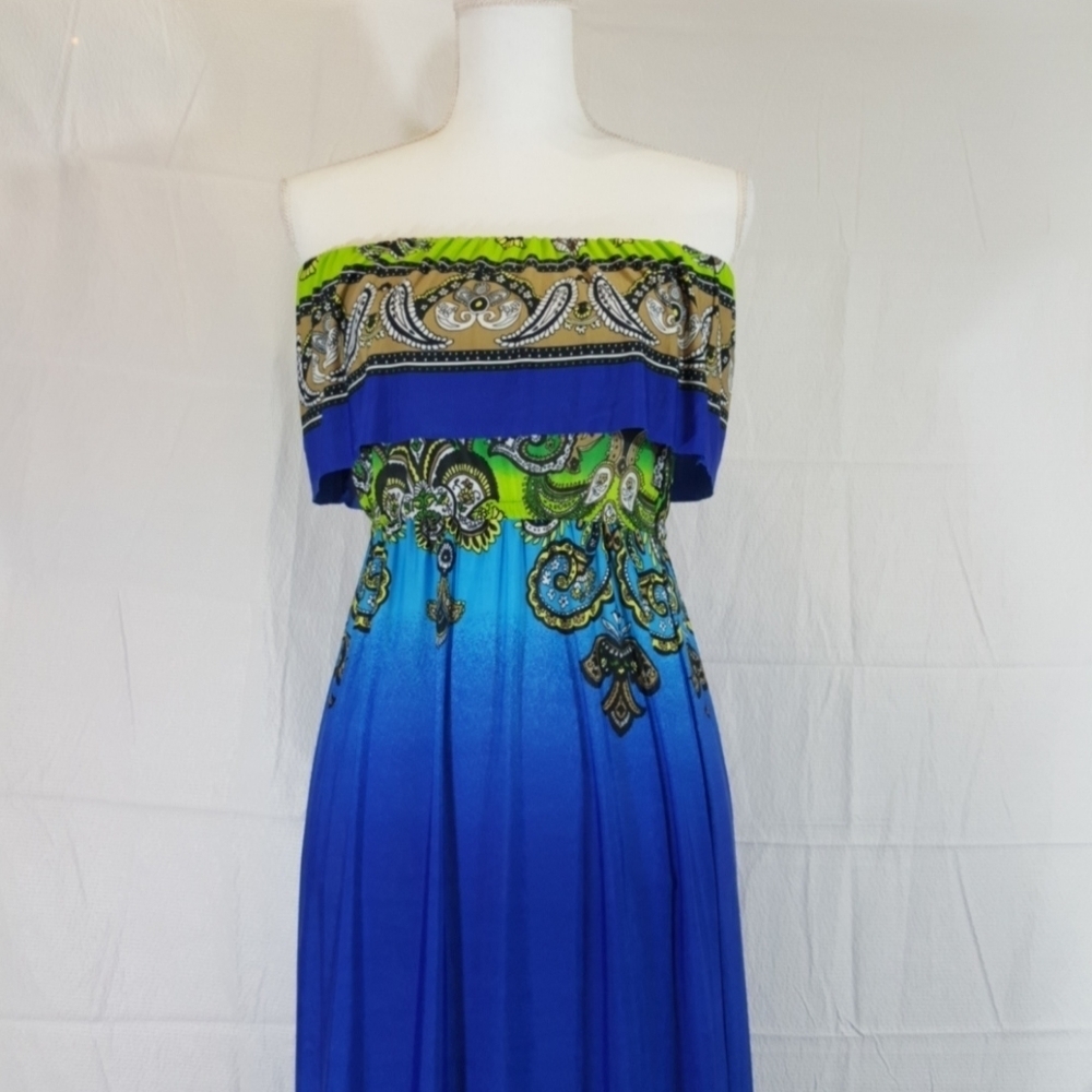 Bongo strapless Paisley  Print summer dress - Picture 2 of 6